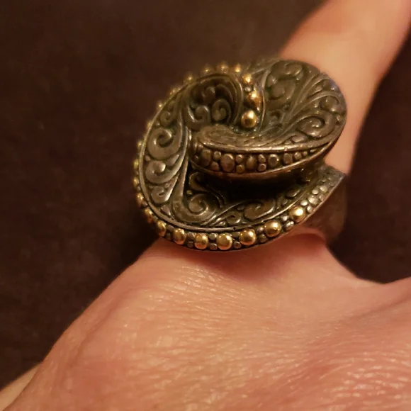 Samuel B Benham Swirl Design Ring in Silver (925) and Gold (18k), Size 10.5-11
